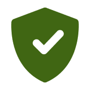 Green shield with a check mark.